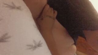 sucking on her tiddies in the kitchen while her friends in the living room